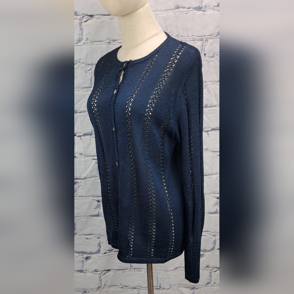 Karen Kane Women's Button Up Sweater Knit 100% Rayon Cardigan Vintage 90s Medium - Picture 15 of 16